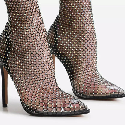 Bling Rhinestones Stiletto Heel Ankle Boot