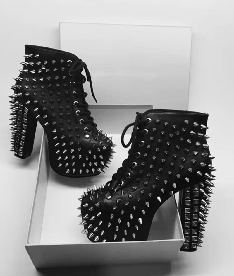 Genuine Leather Platform Spike Rivets