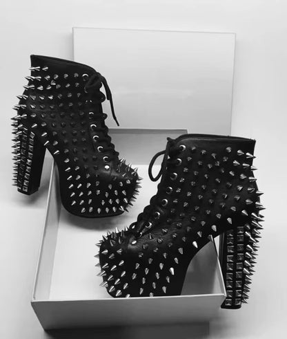Genuine Leather Platform Spike Rivets