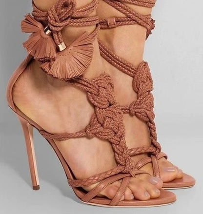 Rope Knot High Heel Sandals