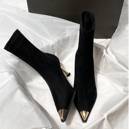 Sexy High Heels Ankle Women's Boots Elegant Pointed Toe Shoes 2025 Fashion Luxury Brand Winter Boots Pumps Gothic Mujer Botas