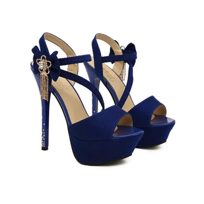 Summer 2025 Sexy bow toe open-toe sandals, waterproof platform, 14CM thin heels, high heels, nightclub women's shoes