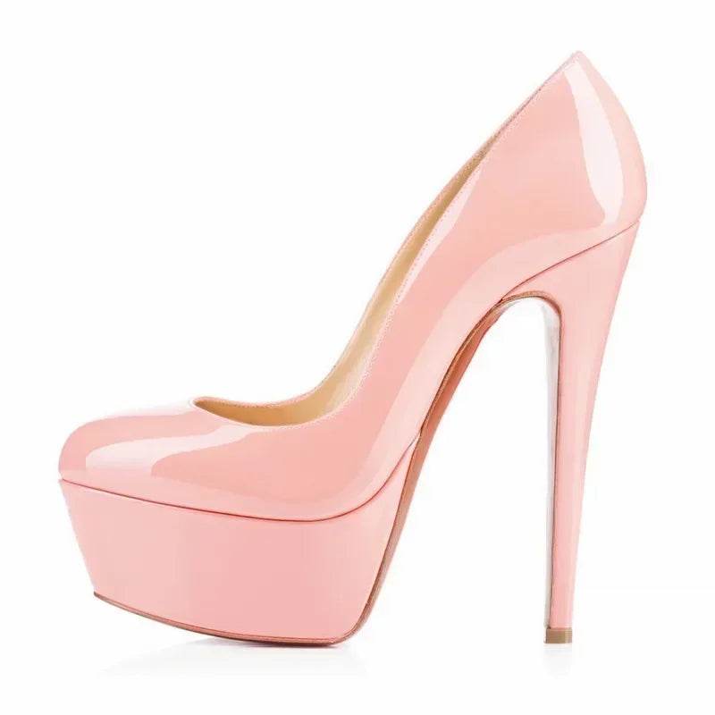 Women Pumps Stilettos 14cm Extremely Stripper Pole Dance High Heels Sexy Platform Round Toes Red Black Party Dress Wedding Shoes