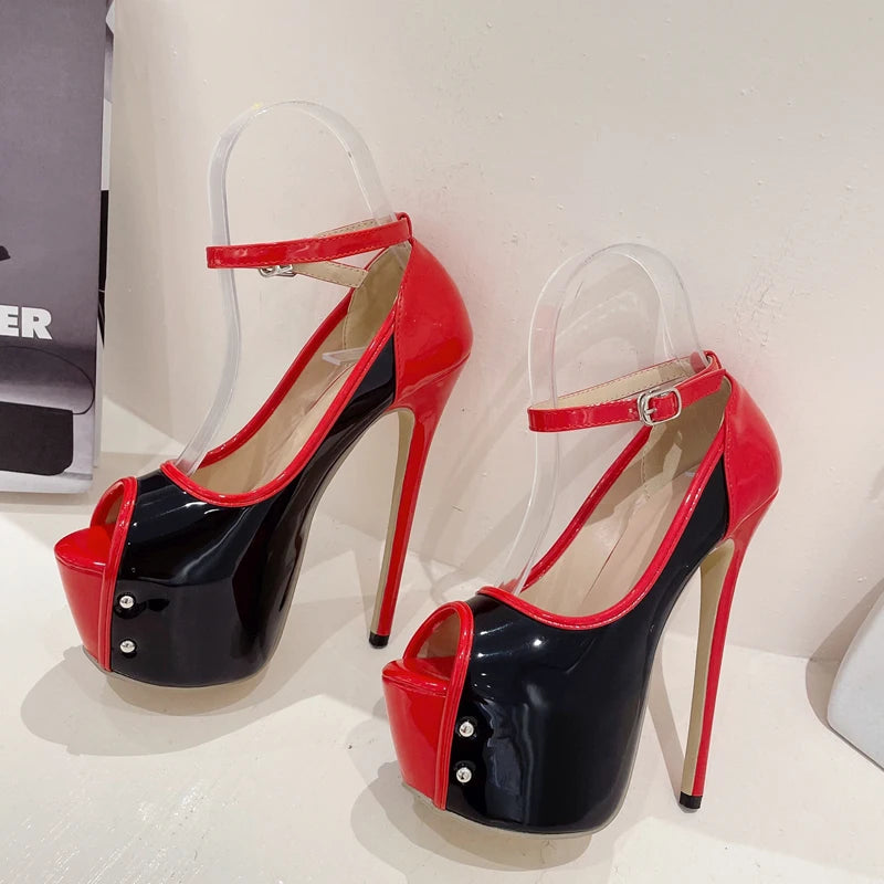 Eilyken Street Style Platform Ultra High Heels Women Pumps Sexy Elegant Open Toe Buckle Strap Wedding Stripper Ladies Shoes
