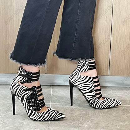 Ronticool New Fashion Women Platform Pumps Stiletto Heels Pointed Toe Elegant Black White Party Shoes US Plus Size 5-15