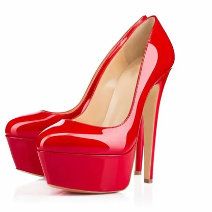 Women Pumps Stilettos 14cm Extremely Stripper Pole Dance High Heels Sexy Platform Round Toes Red Black Party Dress Wedding Shoes