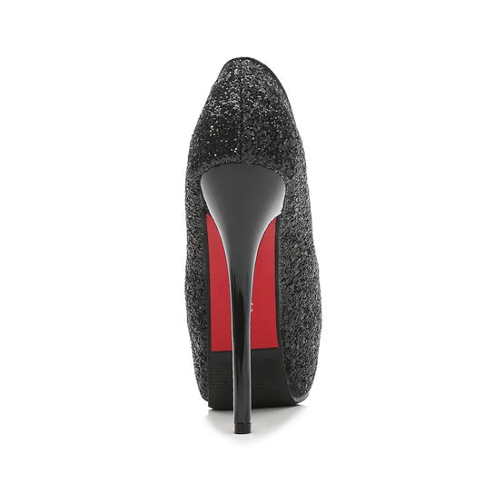 Fashion Sequins Trendy Sexy Nightclub Fish Mouth High Heel Waterproof Platform Shallow Mouth Women's Single Shoes Elegant Pumps