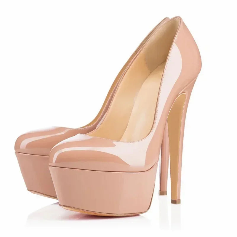 Women Pumps Stilettos 14cm Extremely Stripper Pole Dance High Heels Sexy Platform Round Toes Red Black Party Dress Wedding Shoes