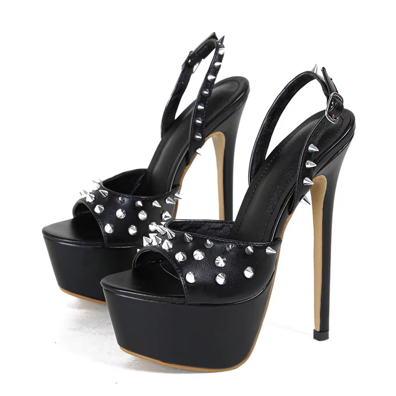 Metal Rivet Platform Sandals