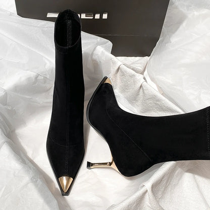 Sexy High Heels Ankle Women's Boots Elegant Pointed Toe Shoes 2025 Fashion Luxury Brand Winter Boots Pumps Gothic Mujer Botas