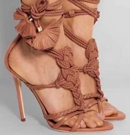 Rope Knot High Heel Sandals