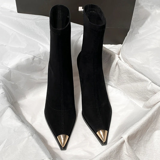 Sexy High Heels Ankle Women's Boots Elegant Pointed Toe Shoes 2025 Fashion Luxury Brand Winter Boots Pumps Gothic Mujer Botas