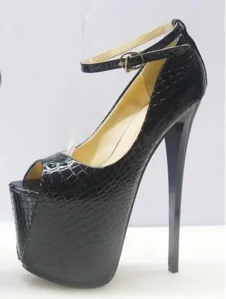 LLXF Brand Diamond Sandals Women's Shoes 19cm Ultra High Thin Heels Single Open Toe Platform Ankle Strap Wedding Pumps Eur:34-50
