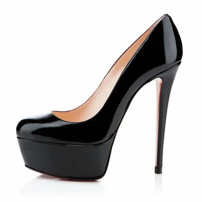 Women Pumps Stilettos 14cm Extremely Stripper Pole Dance High Heels Sexy Platform Round Toes Red Black Party Dress Wedding Shoes