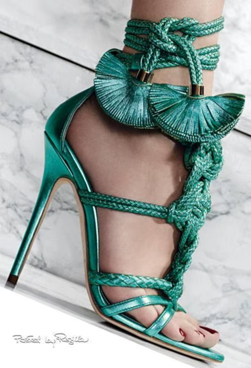 Rope Knot High Heel Sandals