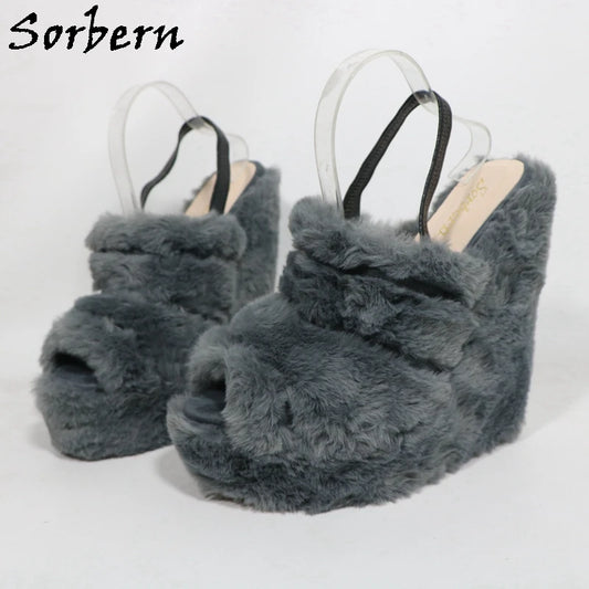 Sorbern Comfortable Wedge High Heel Women Slingback Open Toe Platform Summer Shoes Slides Custom Color Size 33-48