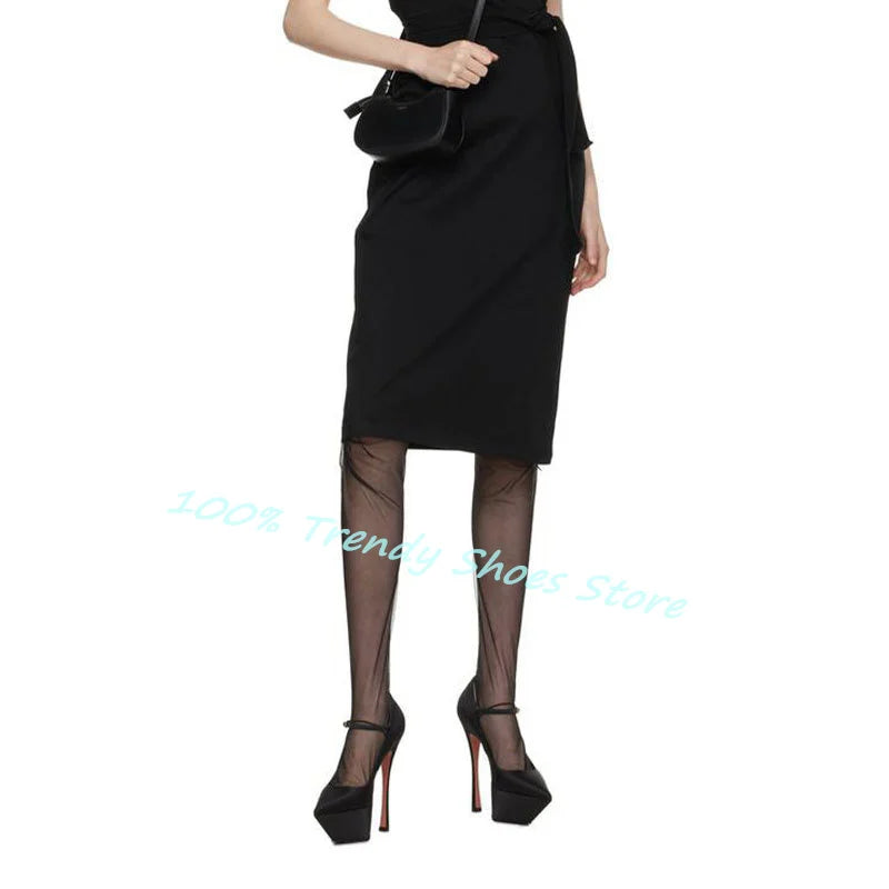 Sexy Super High Heel Women Catwalk Dress Pumps Pointed Toe Platform Ankle Buckle Strap Sandals Lady Wedding Bride Dress Shoes