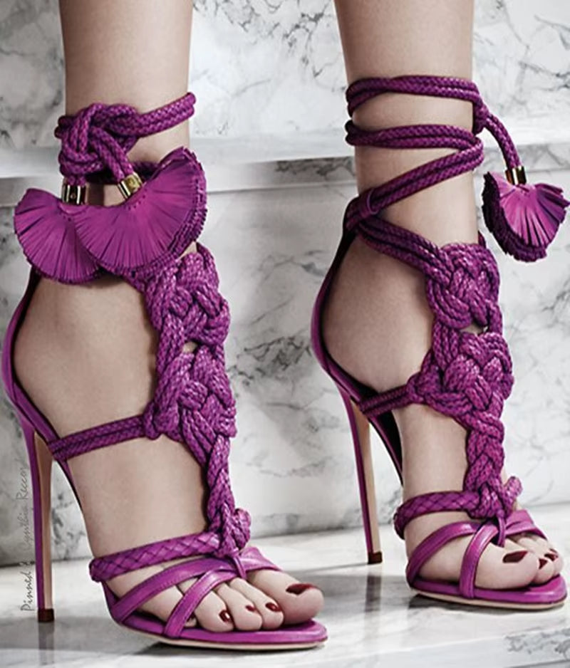 Rope Knot High Heel Sandals