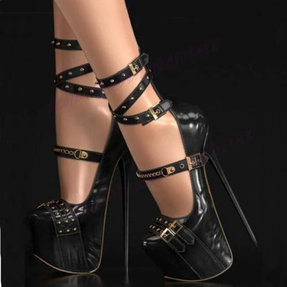 Purple Strappy Buckle Platform Pumps Slip On Patent Leather Shoes for Women Stilettos High Heels Shoes 2025 Zapatos Para Mujere