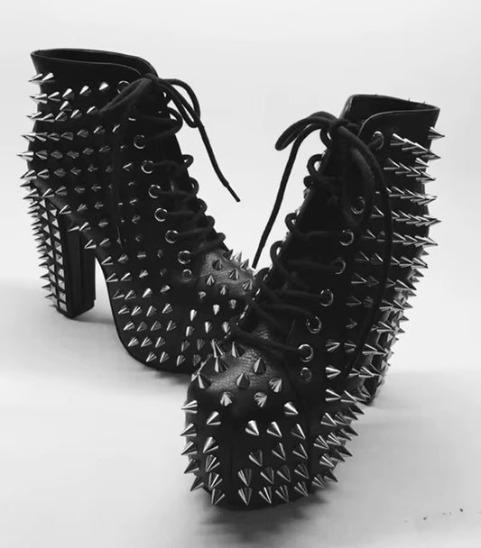 Genuine Leather Platform Spike Rivets