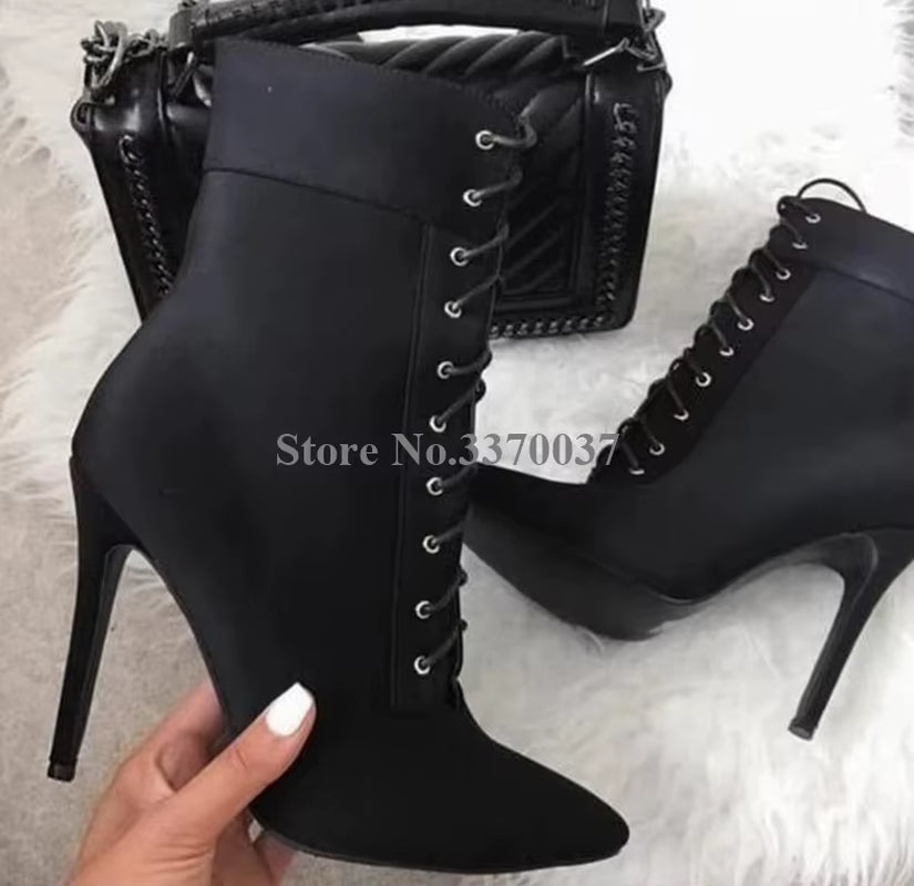 Elegant Suede Leather Stiletto Ankle Bootie