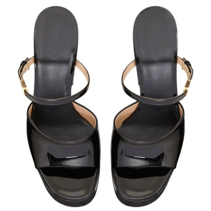 Platform Height Increasing Women's Sandals Round Toe Crude Heel Buckle Femme Pumps Peep Toe Breathable Outdoor Party Lady Shoes