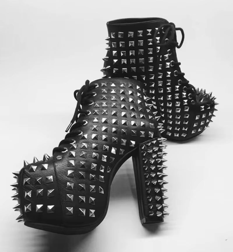 Genuine Leather Platform Spike Rivets