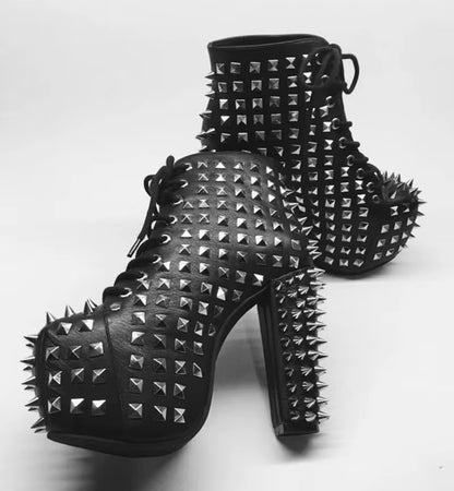 Genuine Leather Platform Spike Rivets