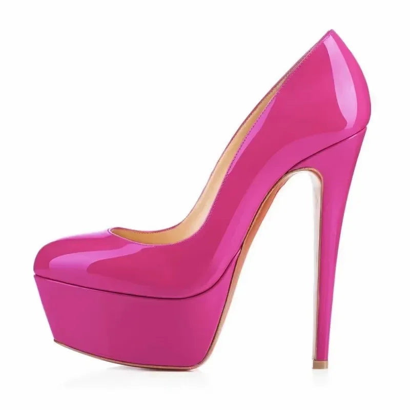 Women Pumps Stilettos 14cm Extremely Stripper Pole Dance High Heels Sexy Platform Round Toes Red Black Party Dress Wedding Shoes