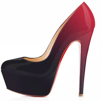 Women Pumps Stilettos 14cm Extremely Stripper Pole Dance High Heels Sexy Platform Round Toes Red Black Party Dress Wedding Shoes