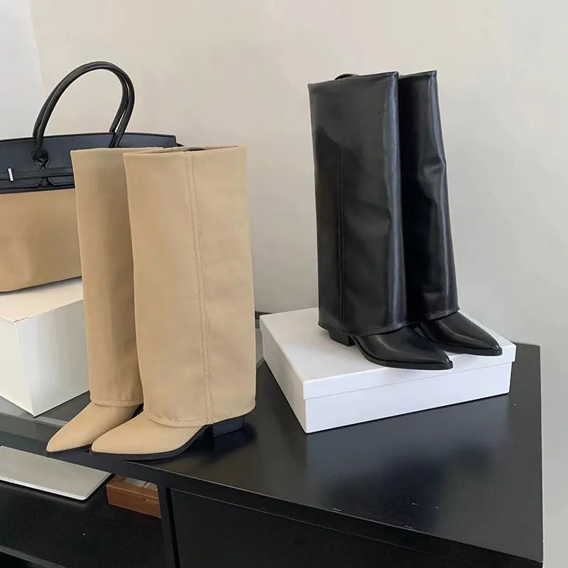 2026 Ladies' New Winter Over-the-knee Boots Pointy Trend Punk Casual High-heeled Riding Boots A Variety of Choice Women's Boots