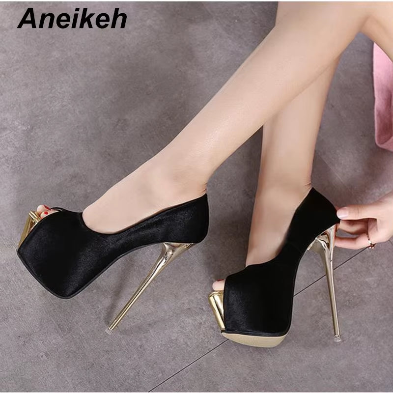 Aneikeh Stiletto Thin Heel Shoes Open Toe 