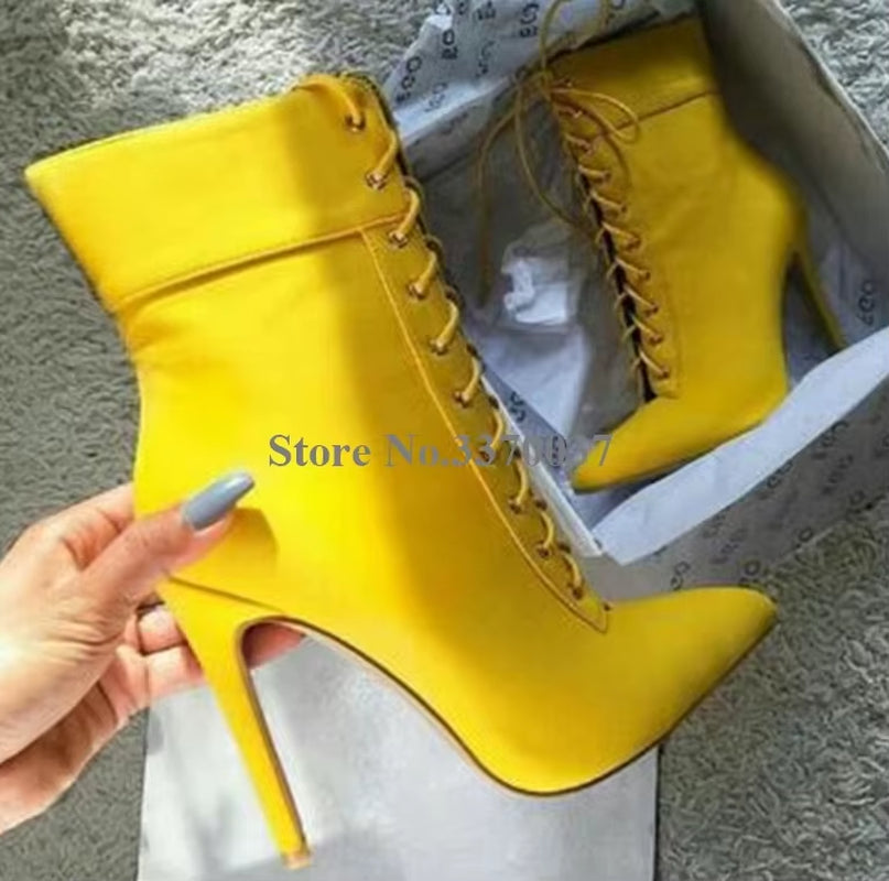 Elegant Suede Leather Stiletto Ankle Bootie