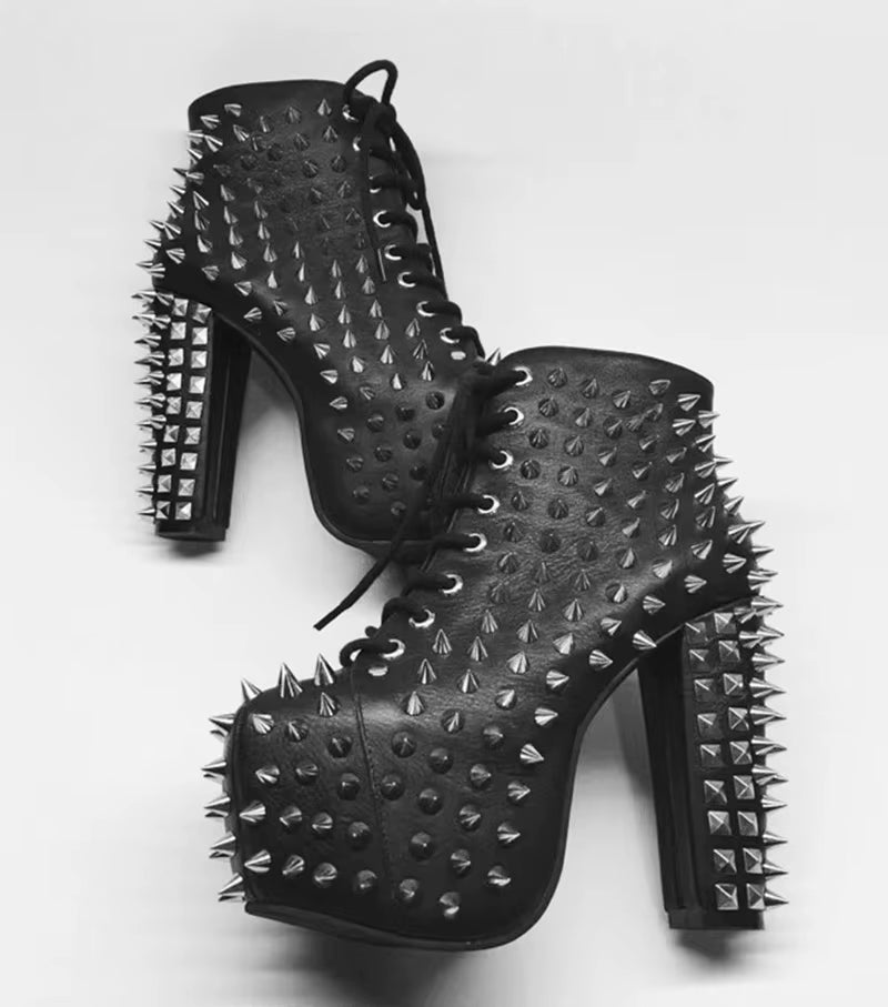Genuine Leather Platform Spike Rivets