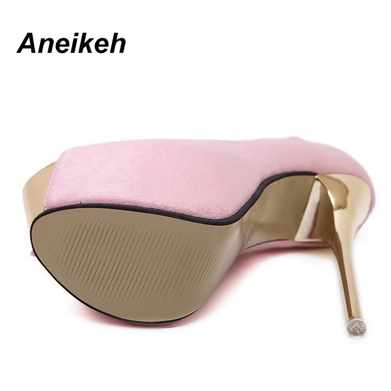 Aneikeh Stiletto Thin Heel Shoes Open Toe 