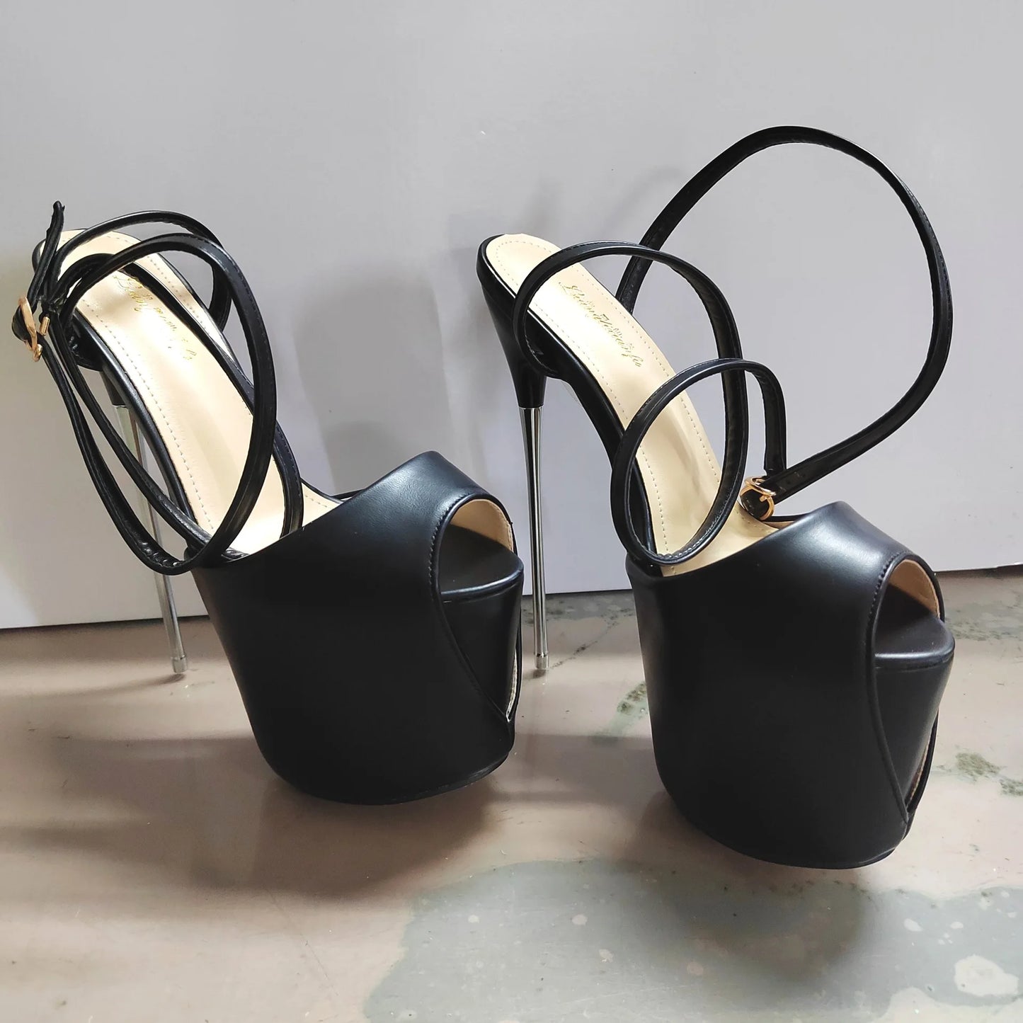 Extreme Platform High Heels 19-22cm Pole Dance Photo Women's Sandals Metal Heel Pumps Size 50 Ankle Buckle Sexy Wen Super Heels