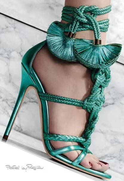 Rope Knot High Heel Sandals