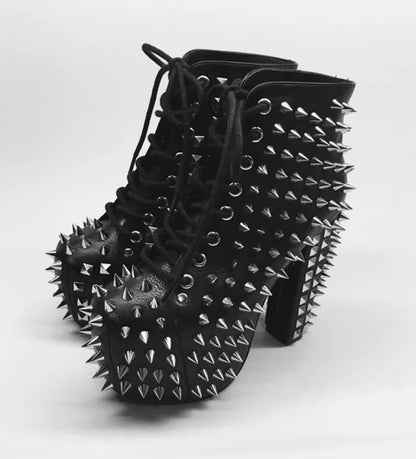 Genuine Leather Platform Spike Rivets