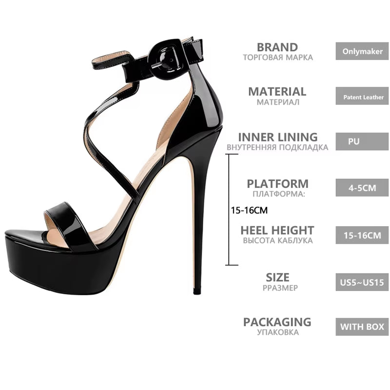 Peep Toe Platfrom Cross-Tied Thin High Heel 