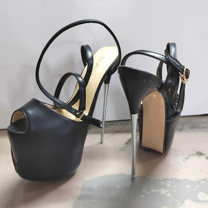 Extreme Platform High Heels 19-22cm Pole Dance Photo Women's Sandals Metal Heel Pumps Size 50 Ankle Buckle Sexy Wen Super Heels