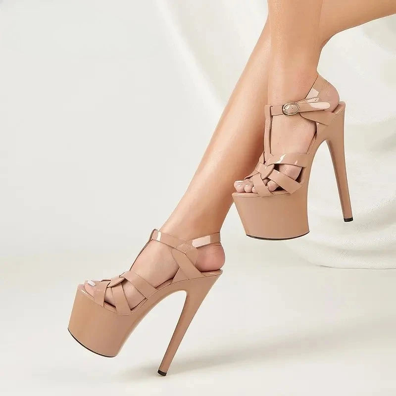 Aneikeh 2025 Summer High Heels Narrow Band Women Sandals Fashion Peep Toe Party Sexy Platform Pumps Stripper Nightclub Shoes