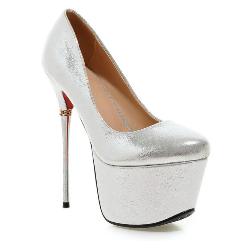Sexy 16cm Ultra High Heels Platform Shoes Luxury Gold Silver Red Black Women's Heeled Pumps Stiletto Wedding Party Shoes Female