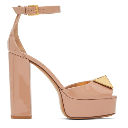 Metal Square Buckle Plaftome Peep Toe Heels Sexy Peep Toe Square Heel Cover Heel Buckle Betl New Arrivals Fashion Women Shoes