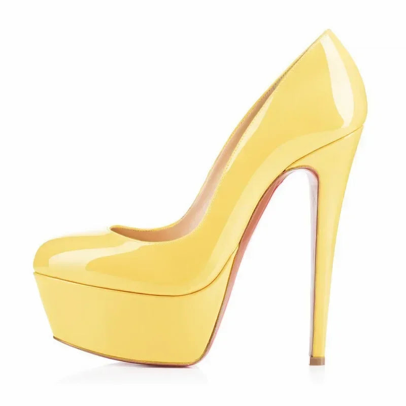 Women Pumps Stilettos 14cm Extremely Stripper Pole Dance High Heels Sexy Platform Round Toes Red Black Party Dress Wedding Shoes
