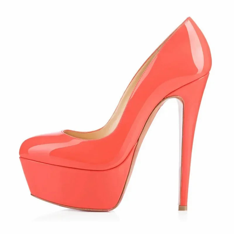 Women Pumps Stilettos 14cm Extremely Stripper Pole Dance High Heels Sexy Platform Round Toes Red Black Party Dress Wedding Shoes