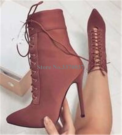 Elegant Suede Leather Stiletto Ankle Bootie