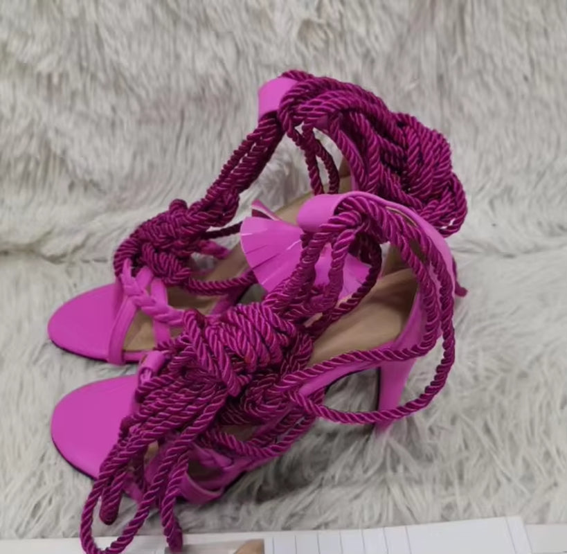 Rope Knot High Heel Sandals